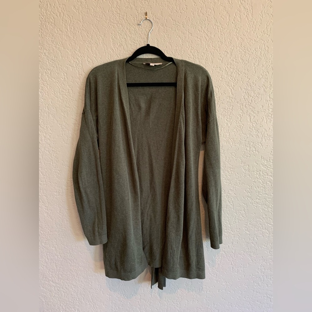 LOFT Olive Tie Cardigan